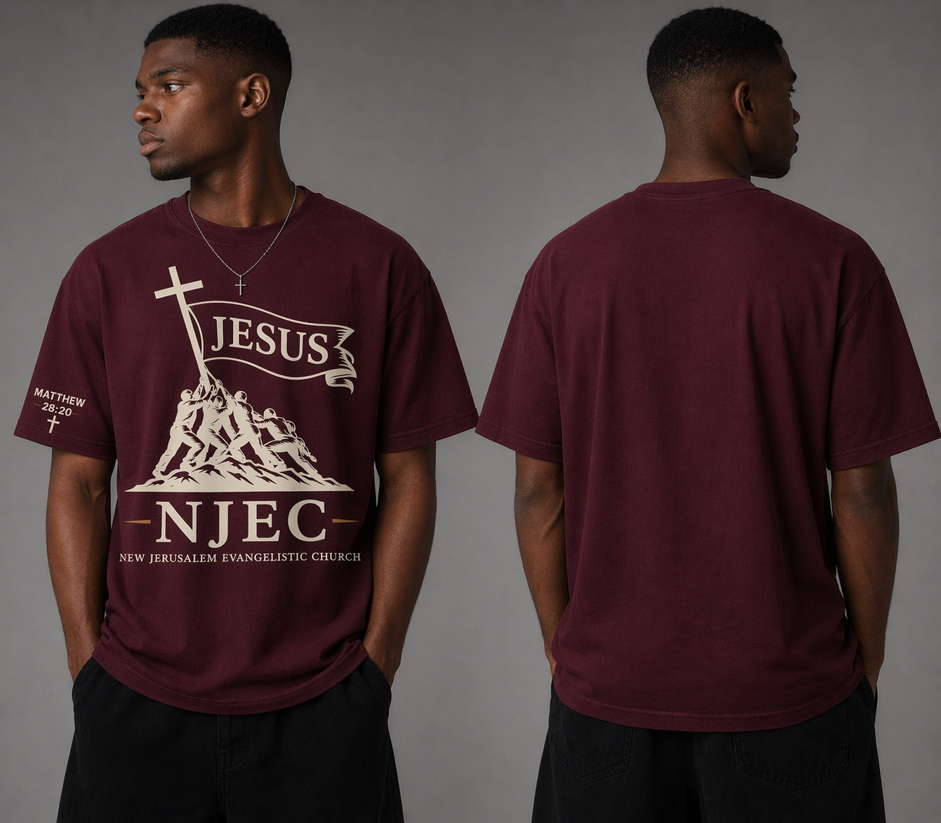 NJEC Iwo Jima Tee — Maroon